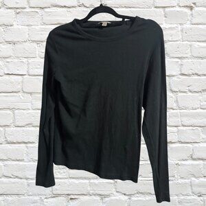 Banana Republic Ribbed Black Long-Sleeve Shirt XL